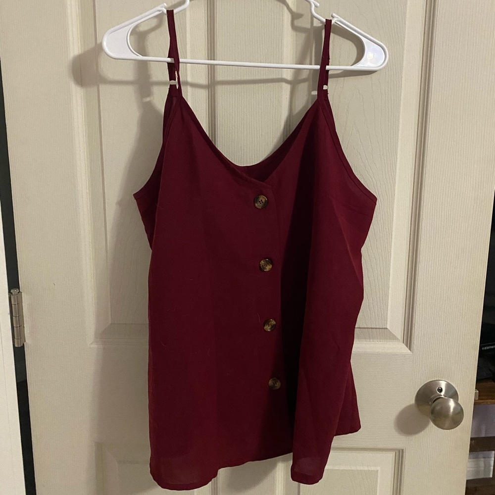 Maroon Button Tank